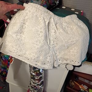 No Boundaries White Crochet Shorts